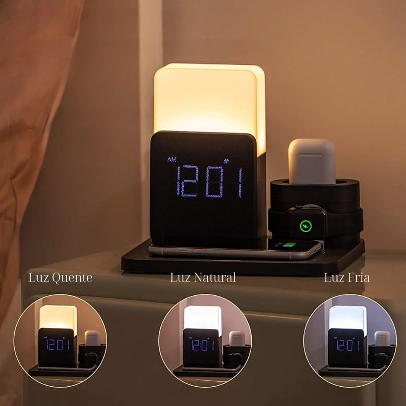 Carregador por Indução Luminária de Mesa e Despertador Homedec