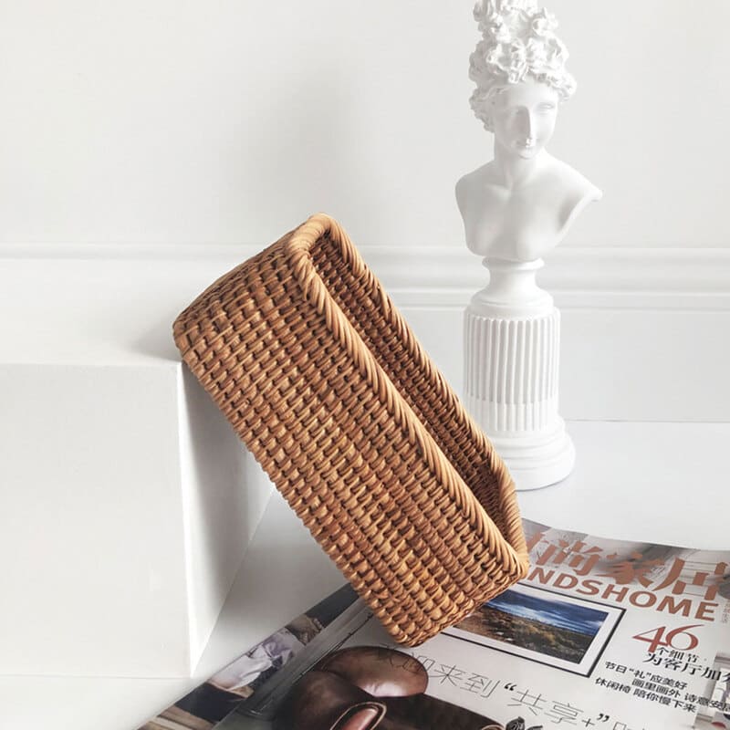 Cesto de Palha Rattan Feito a Mão Homedec