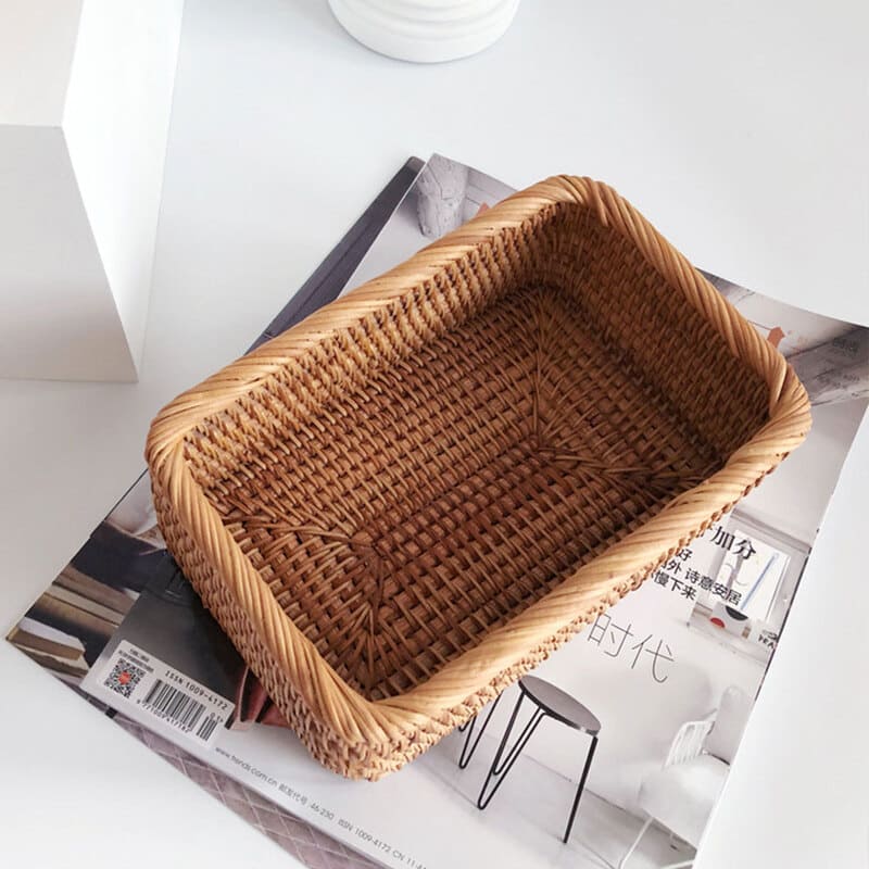 Cesto de Palha Rattan Feito a Mão Homedec