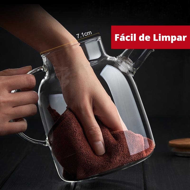 Chaleira de Vidro Borossilicato com Tampa de Bambu Homedec