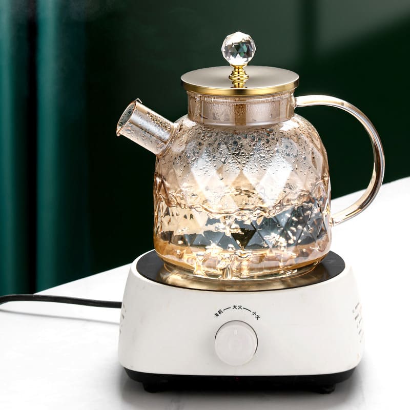 Chaleira de Vidro Borossilicato Tampa de Inox Diamond Homedec
