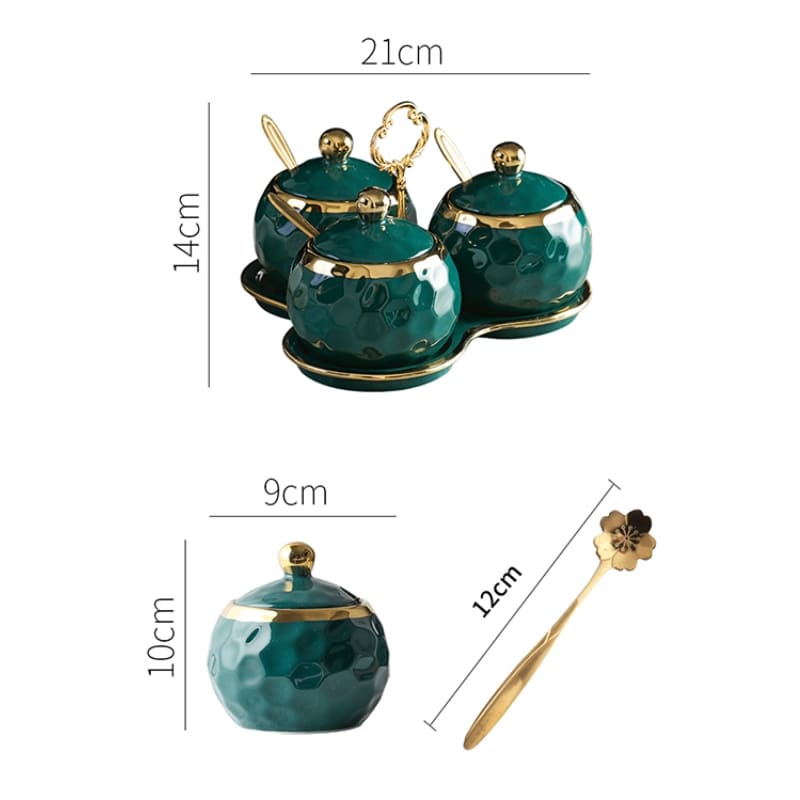 Conjunto de Potes Cerâmica Kit Açucareiro e Saleiro Homedec