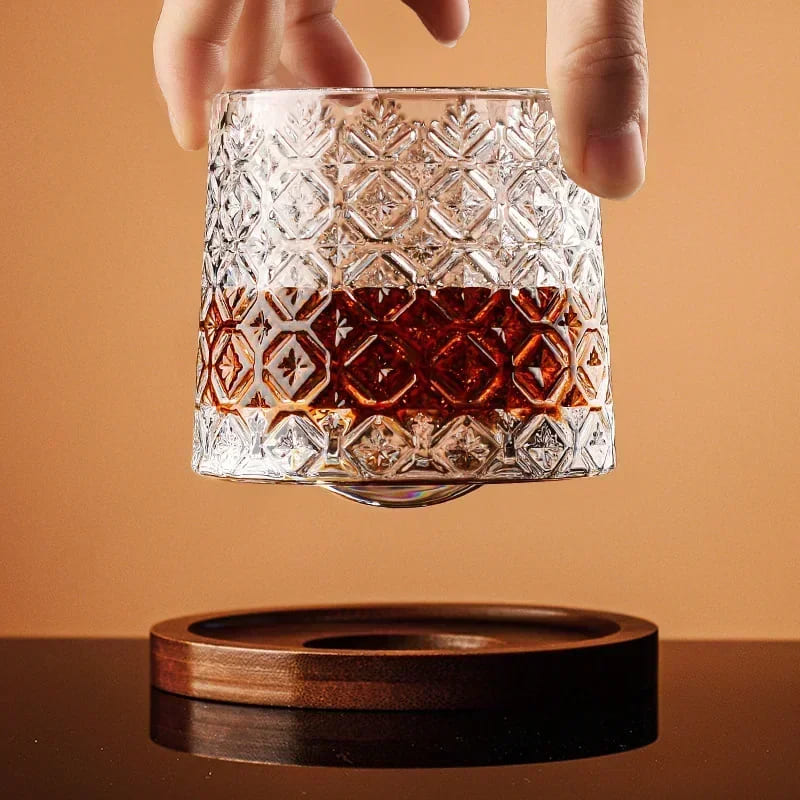 Copo de Whisky Cristal com Base Rotativo Bar em Casa Homedec