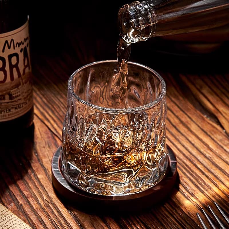 Copo de Whisky Cristal com Base Rotativo Bar em Casa Homedec