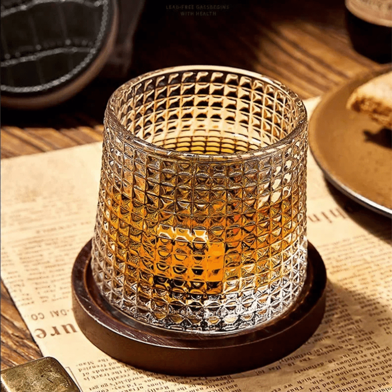 Copo de Whisky Cristal com Base Rotativo Bar em Casa Homedec