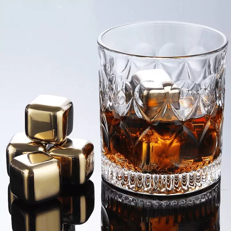 Cubos de Gelo Aço Inox Dourado com Pegador Homedec