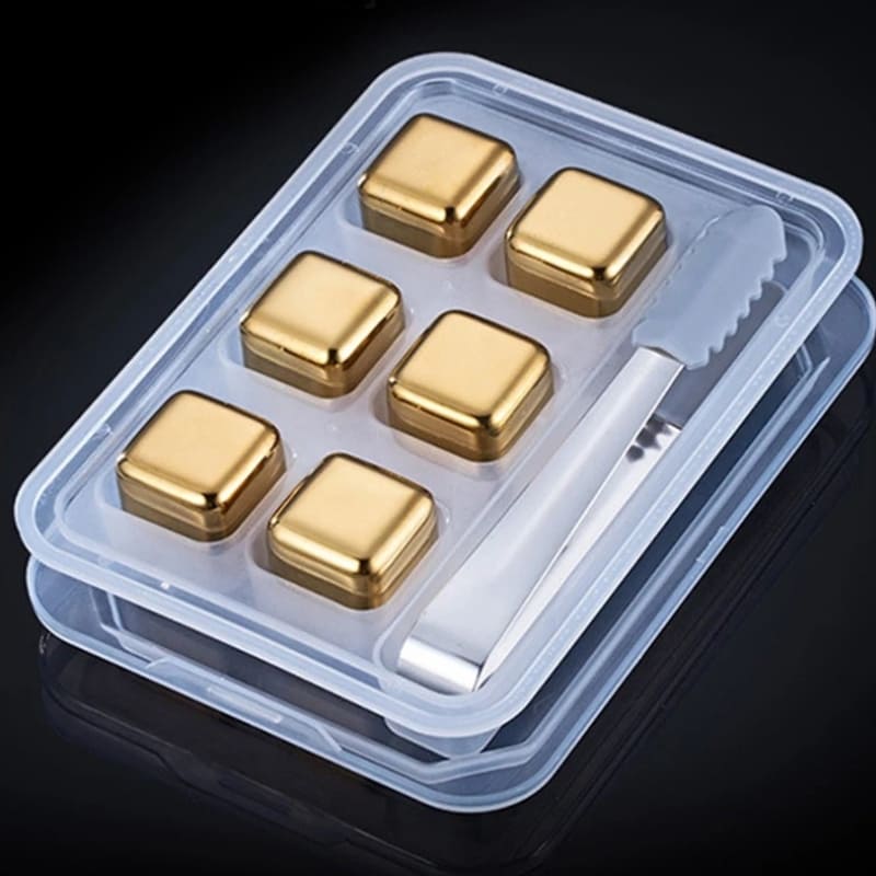 Cubos de Gelo Aço Inox Dourado com Pegador Homedec