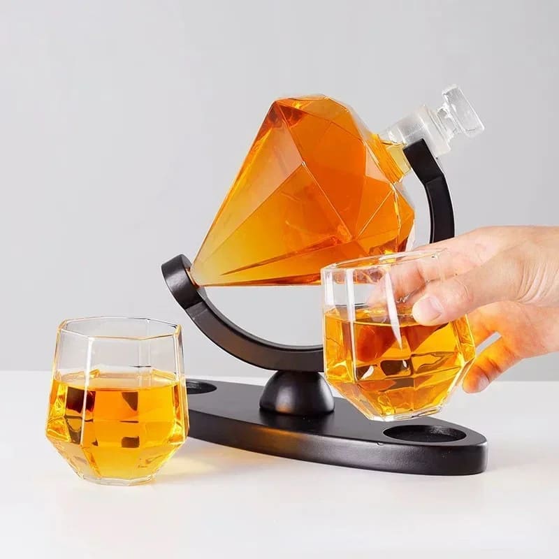Decanter de Vinho e Whisky Vidro Diamante Home Bar Homedec