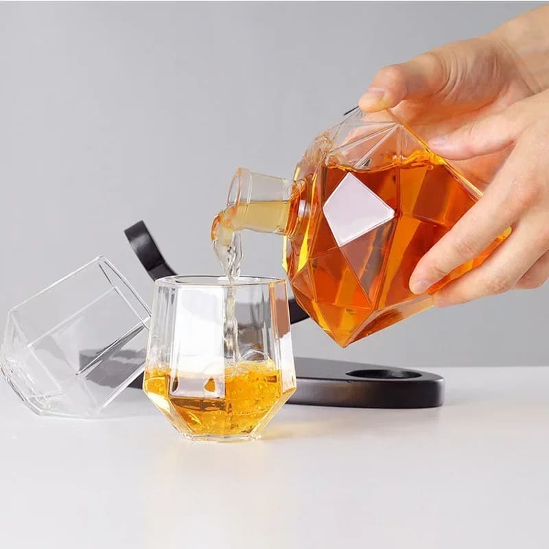 Decanter de Vinho e Whisky Vidro Diamante Home Bar Homedec
