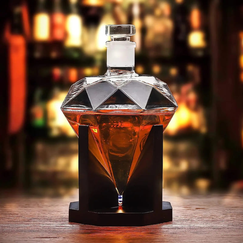 Decanter de Vinho e Whisky Vidro Diamante Home Bar Homedec