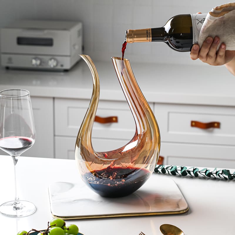 Decanter de Vinho Recipiente de Vidro Cisne Decantador Ambar Homedec