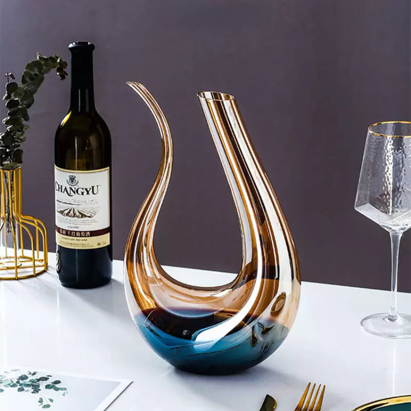 Decanter de Vinho Recipiente de Vidro Cisne Decantador Ambar Homedec