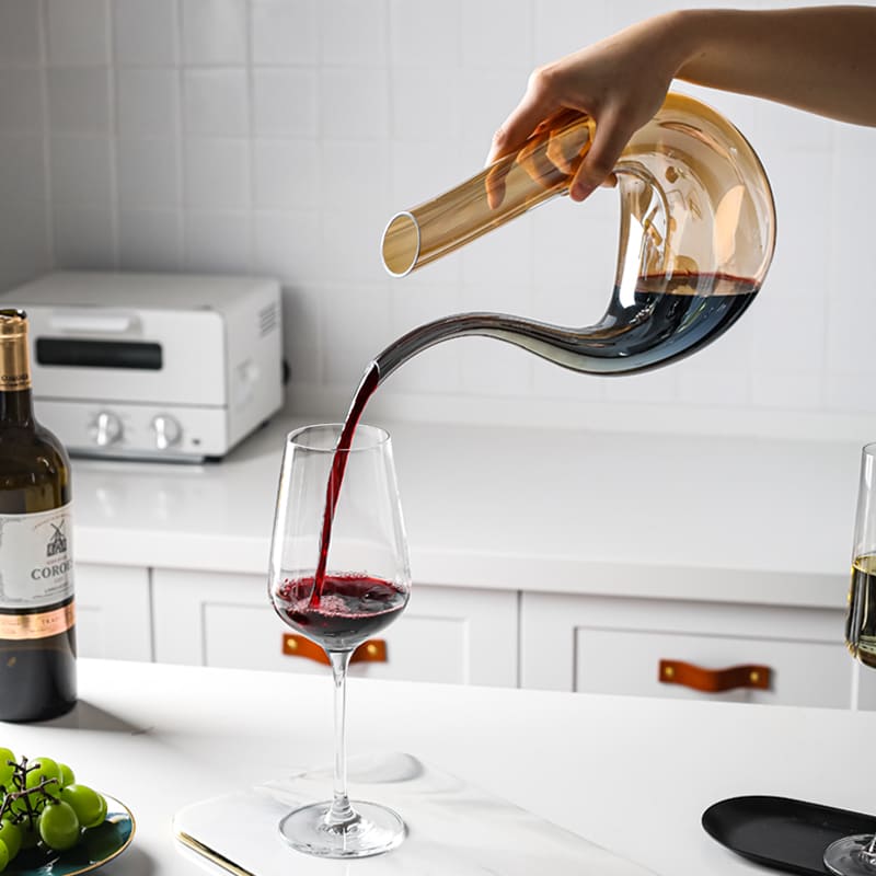 Decanter de Vinho Recipiente de Vidro Cisne Decantador Ambar Homedec