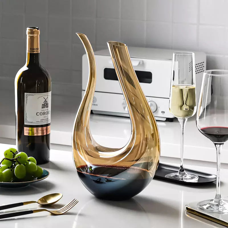 Decanter de Vinho Recipiente de Vidro Cisne Decantador Ambar Homedec