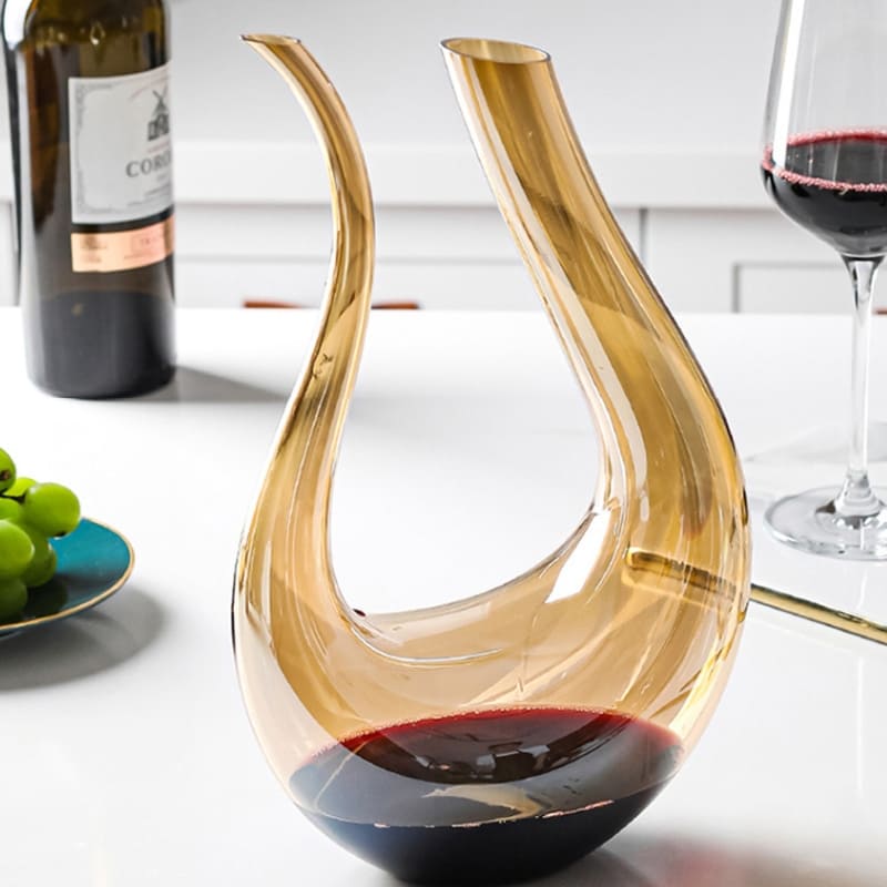 Decanter de Vinho Recipiente de Vidro Cisne Decantador Ambar Homedec