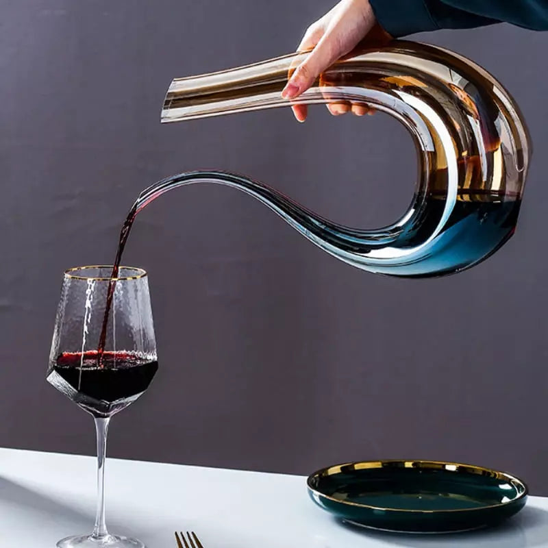 Decanter de Vinho Recipiente de Vidro Cisne Decantador Ambar Homedec