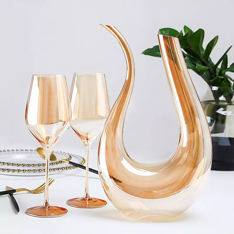 Decanter de Vinho Recipiente de Vidro Cisne Decantador Ambar Homedec