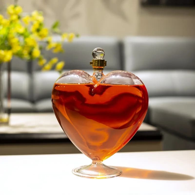 Decanter de Vinho Whisky Coração Vidro Bar em Casa Homedec