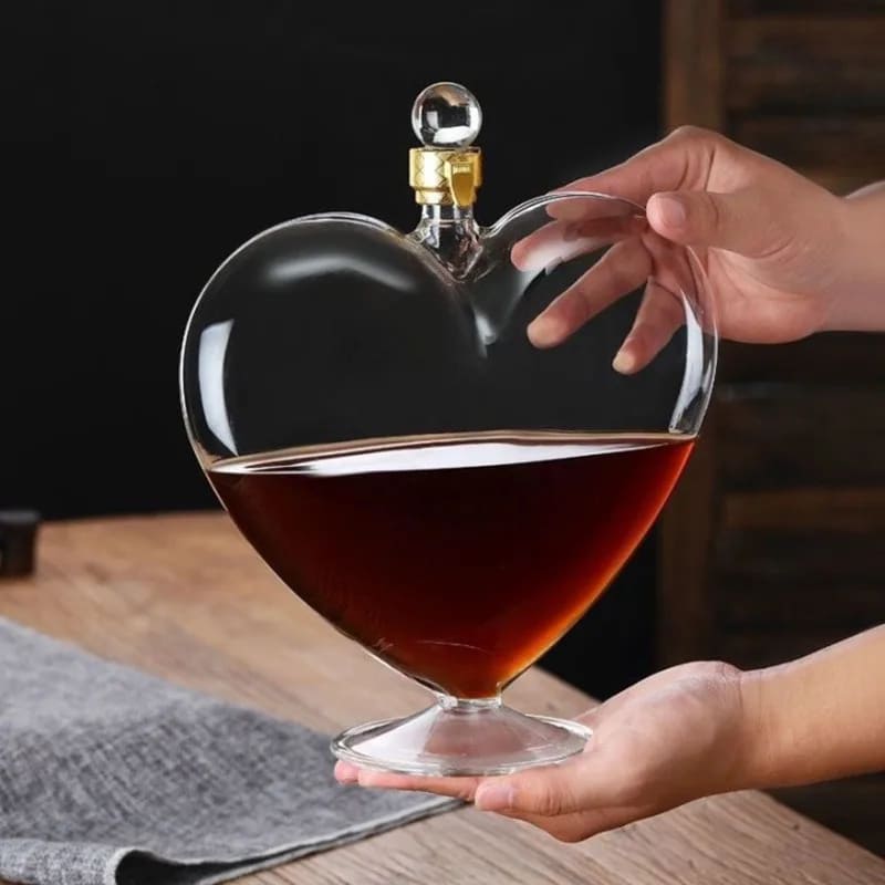 Decanter de Vinho Whisky Coração Vidro Bar em Casa Homedec