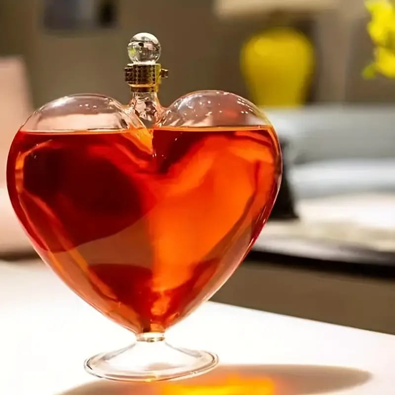 Decanter de Vinho Whisky Coração Vidro Bar em Casa Homedec