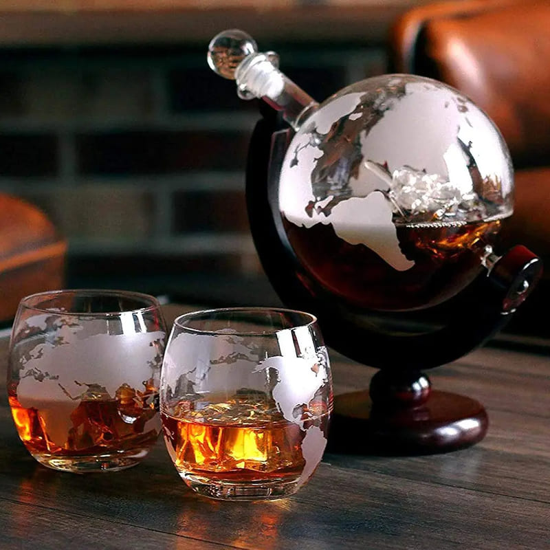 Decanter Whisky Globo Conjunto Recipiente de Vidro Homedec