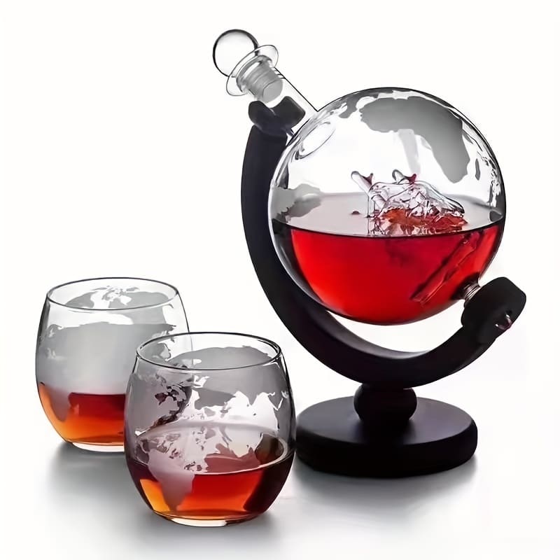 Decanter Whisky Globo Conjunto Recipiente de Vidro Homedec