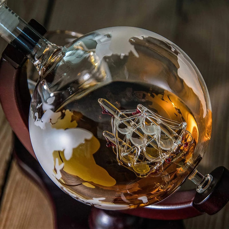 Decanter Whisky Globo Conjunto Recipiente de Vidro Homedec