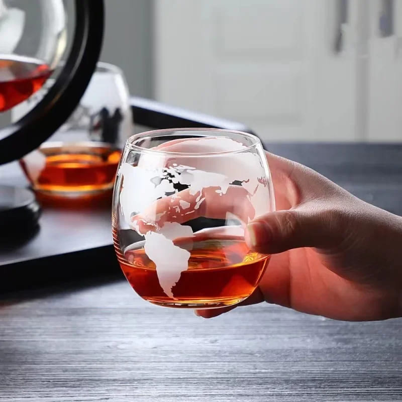 Decanter Whisky Globo Conjunto Recipiente de Vidro Homedec