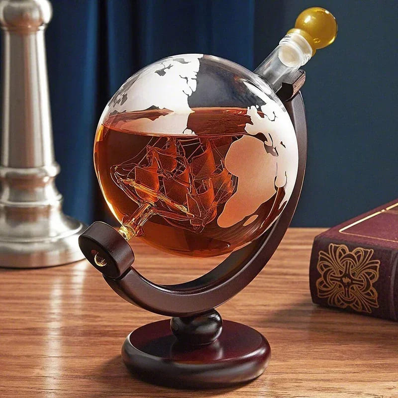 Decanter Whisky Globo Conjunto Recipiente de Vidro Homedec