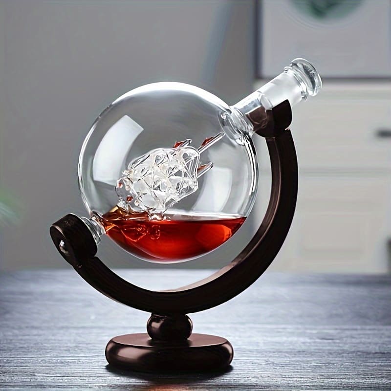 Decanter Whisky Globo Conjunto Recipiente de Vidro Homedec