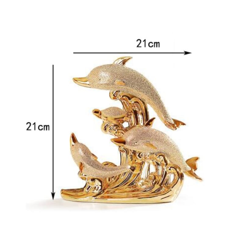 Decoração de Mesa de Luxo Cerâmica Estátua de Golfinhos Homedec
