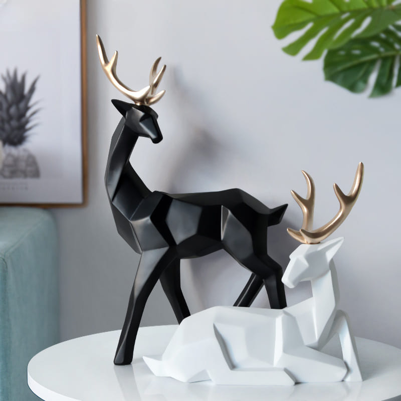 Decoração de Mesa de Resina Estátua Cervo 2 Peças Homedec