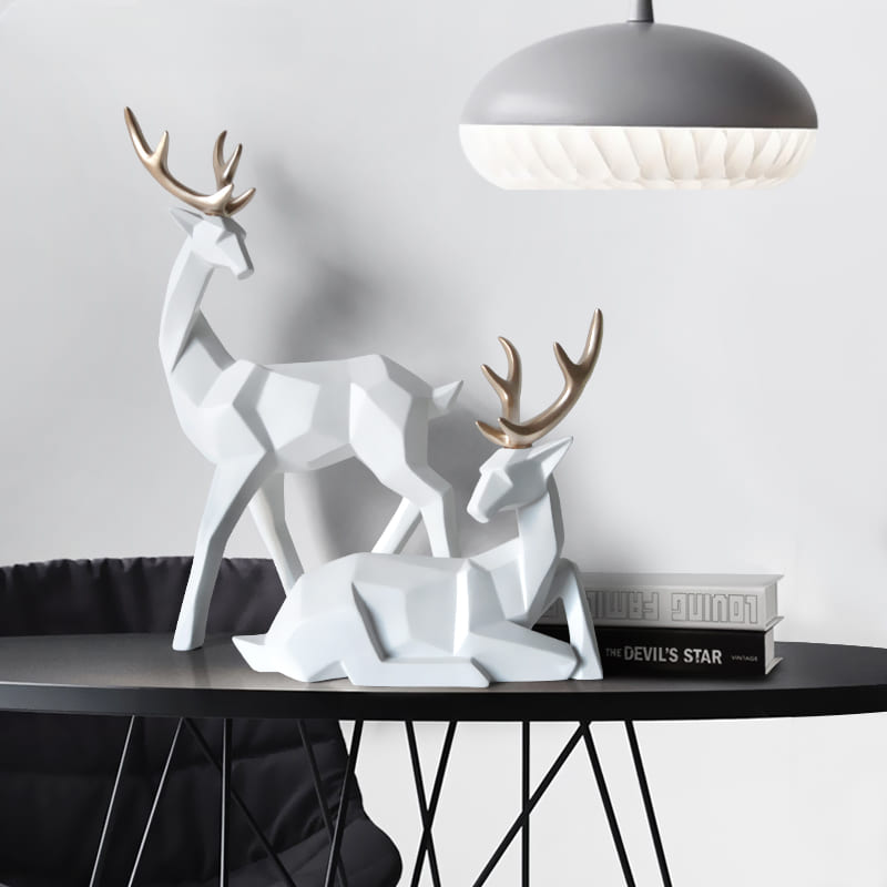 Decoração de Mesa de Resina Estátua Cervo 2 Peças Homedec