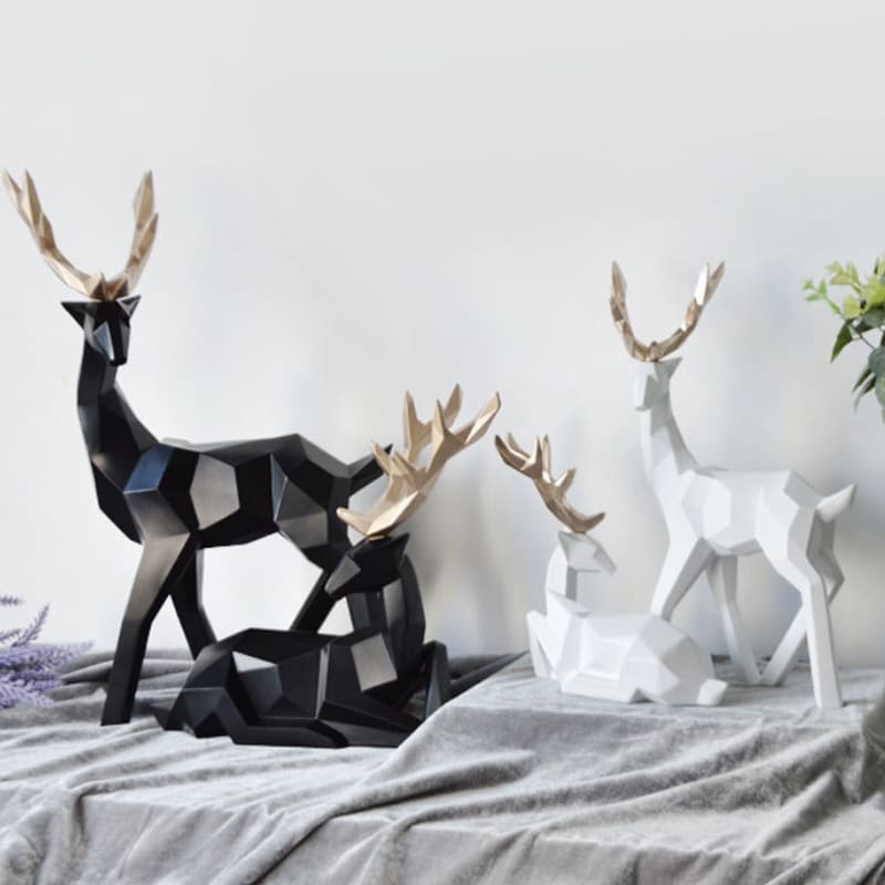 Decoração de Mesa de Resina Estátua Cervo 2 Peças Homedec