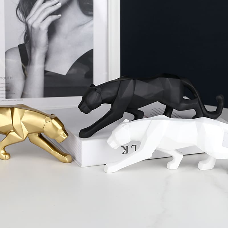 Decoração de Mesa de Resina Estátua Leopardo Homedec