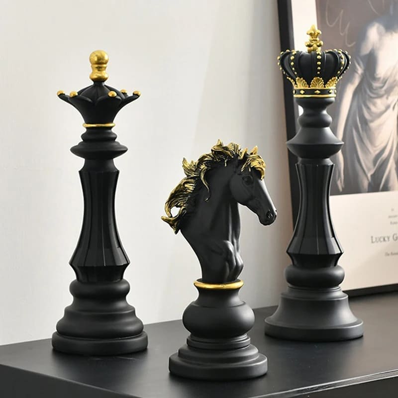 Decoração de Mesa Resina Estátua Peças de Xadrez Homedec