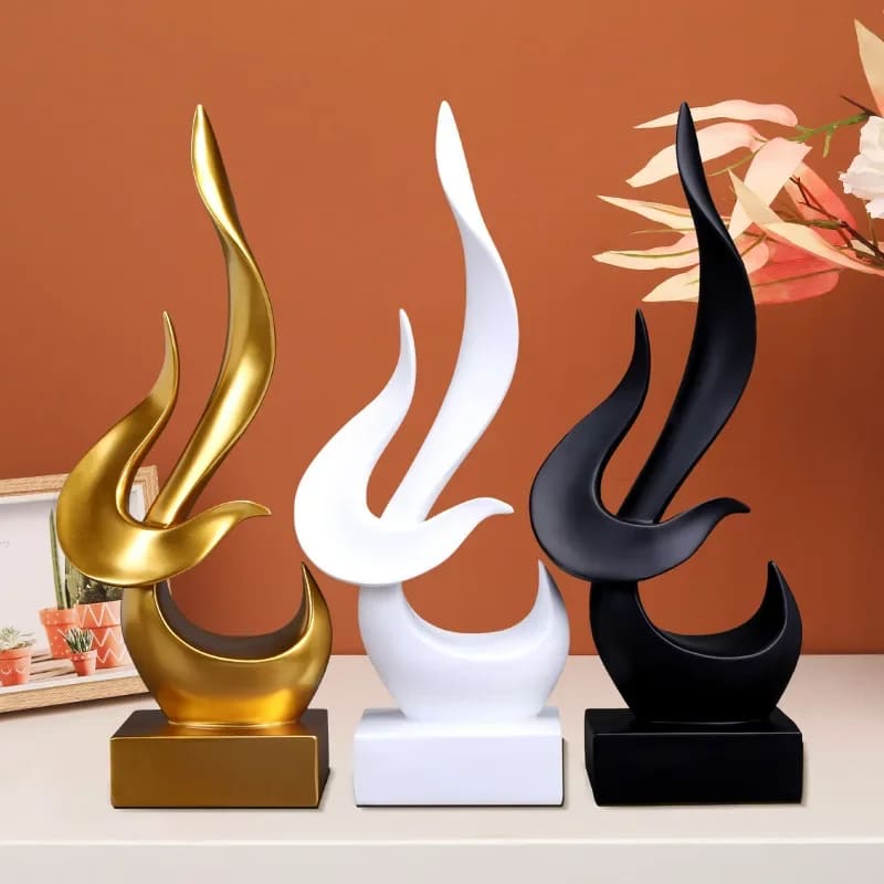 Decoração de Sala Resina Escultura Abstrata Chamas Homedec