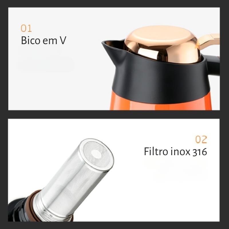 Garrafa Térmica Café Chá Inox 1.6L Homedec