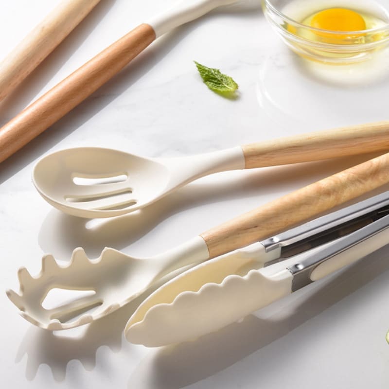 Kit Utensílios de Cozinha 14 Peças Silicone Com Organizador Homedec