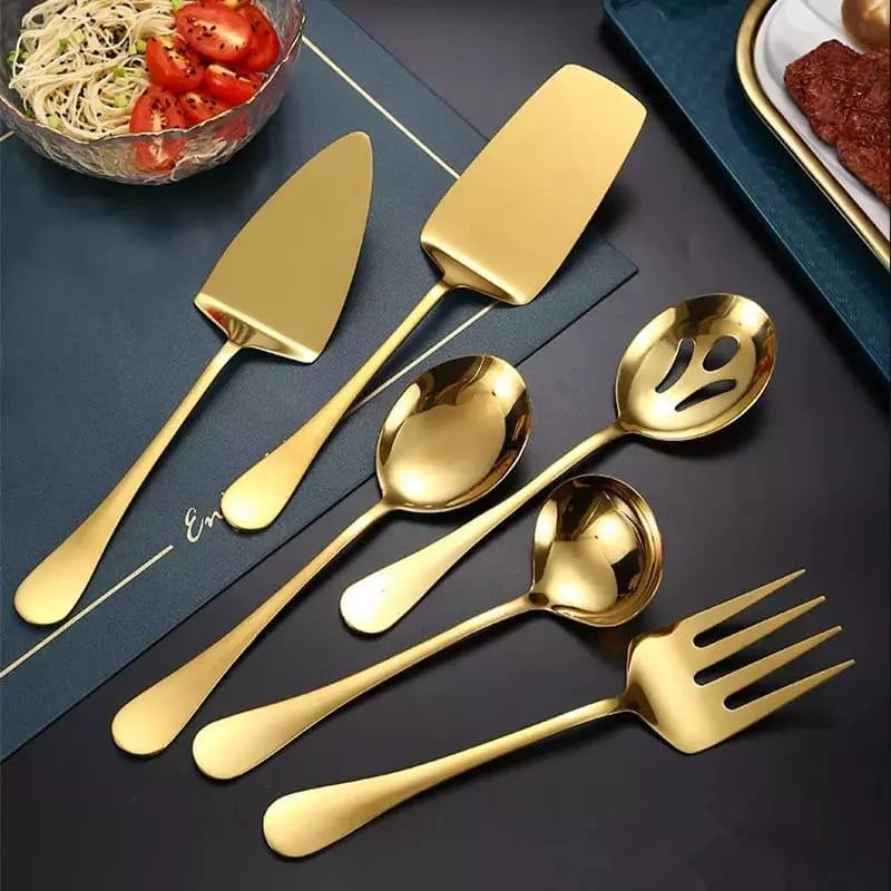 Kit Utensílios de Cozinha 6 Peças Inox Dourado Homedec
