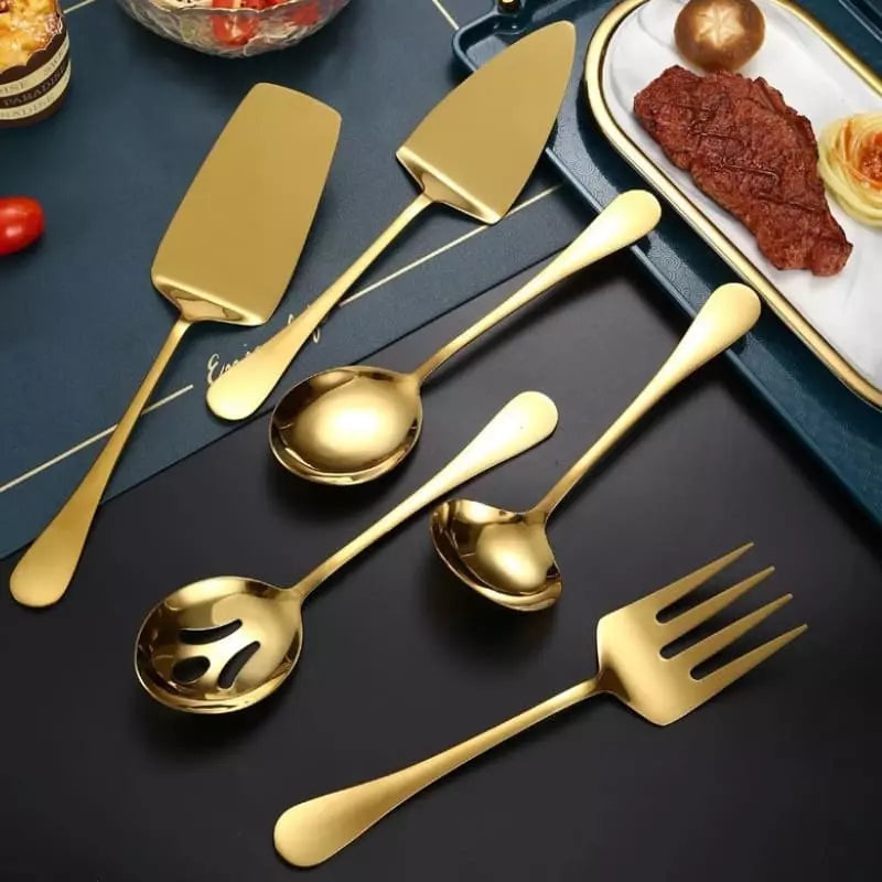 Kit Utensílios de Cozinha 6 Peças Inox Dourado Homedec