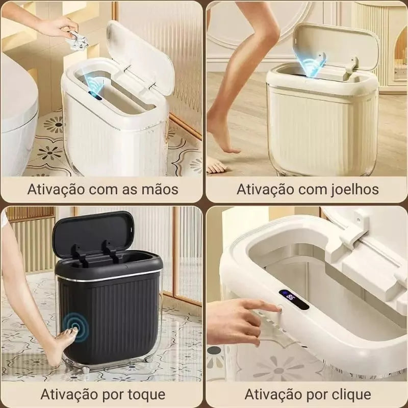 Lixeira para Banheiro e Cozinha Acrílico Automática Sensor Homedec