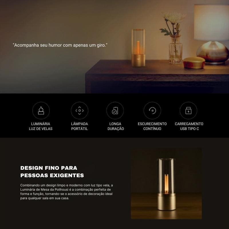 Luminária de Mesa Decorativa Portátil de Led Homedec
