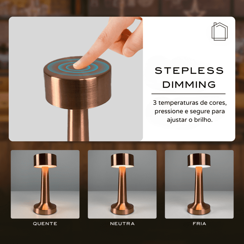 Luminária de Mesa LED Decoração Retrô Recarregável Homedec