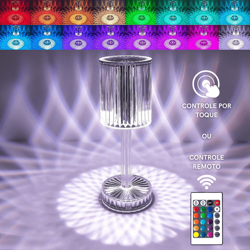 Luminária de Mesa LED Recarregável Sem Fio Cristal Homedec