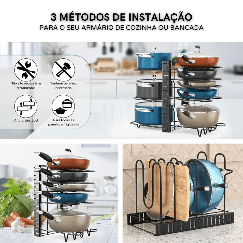 Organizador de Panelas e Tampas Armário de Cozinha Homedec