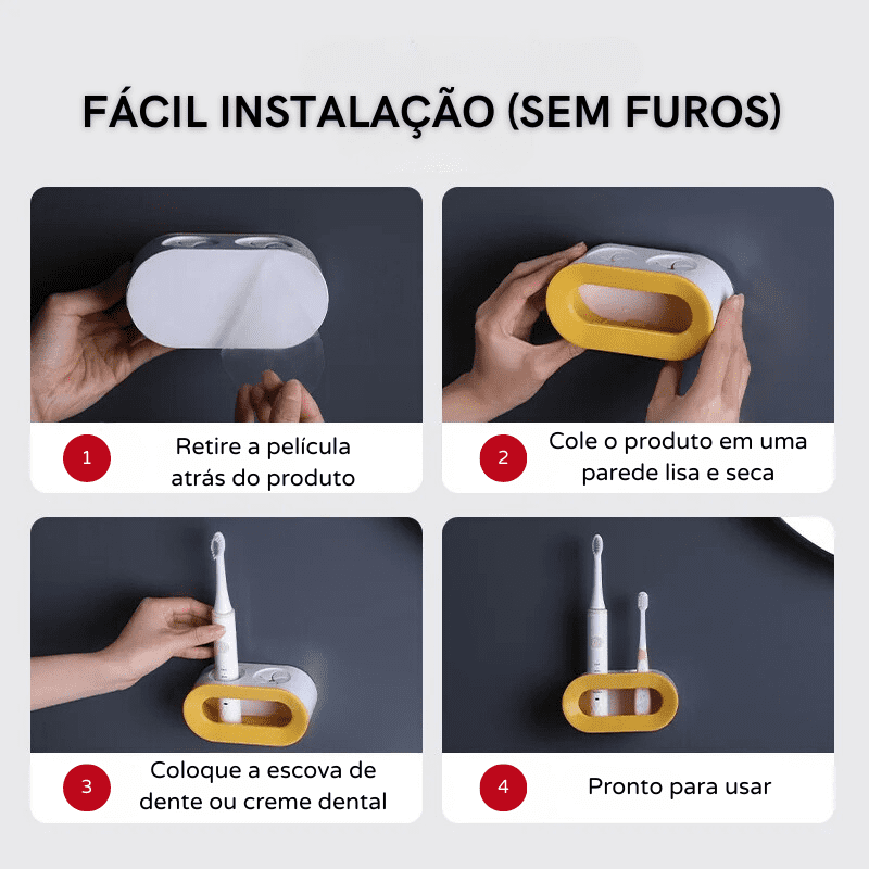 Porta Escova de Dente e Pasta Parede Organizador Homedec