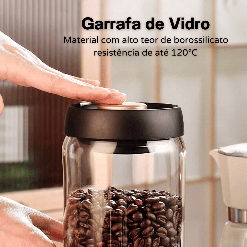 Pote de Vidro com Tampa Hermética Café a Vácuo Homedec