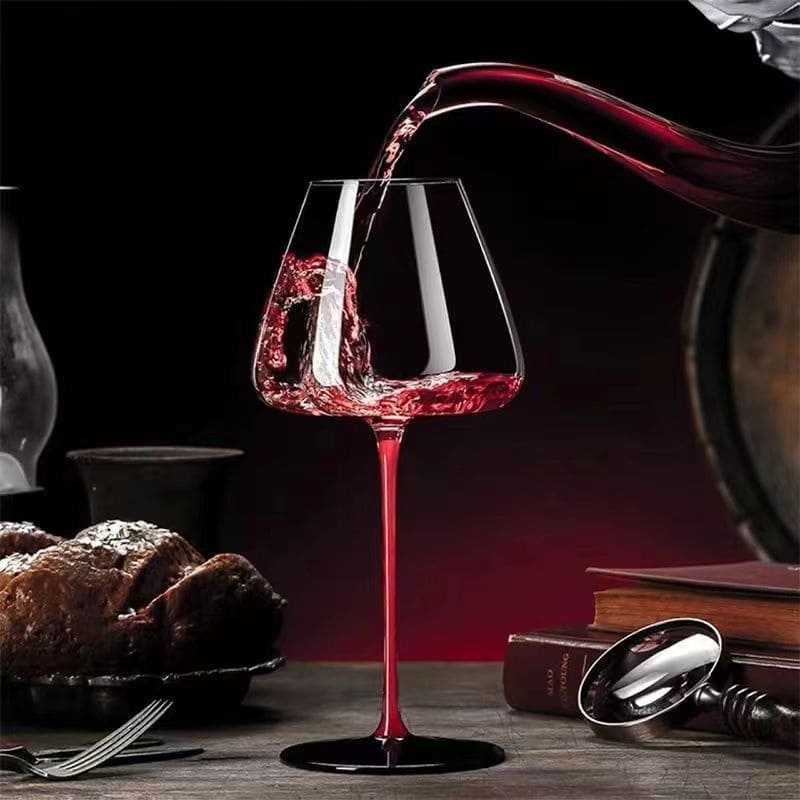 Taça de Vinho Cristal Haste Vermelha Bar em Casa Homedec