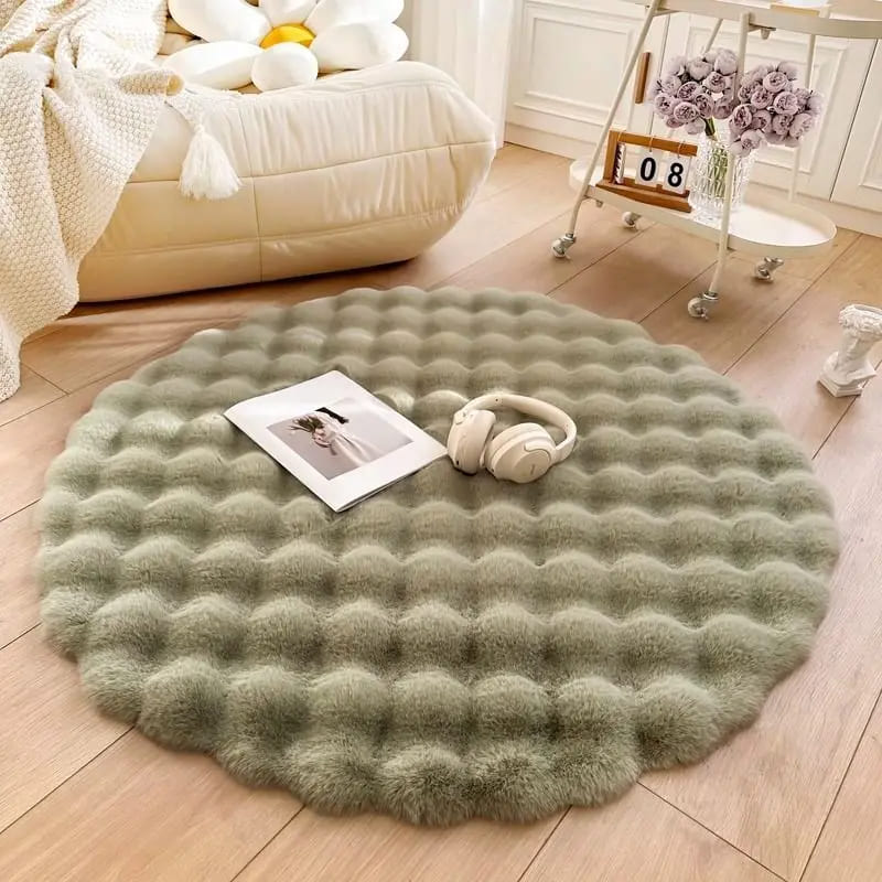 Tapete Para Sala Redondo Peludo Quarto Pelúcia Felpudo Homedec